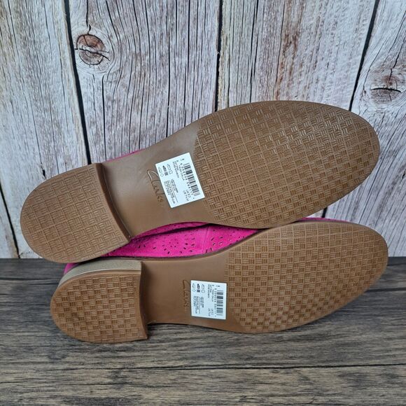 Clark's Trish Calla Hot Pink Slip On Perforated Loafer Women's Sz 7.5 M (NWOB) - Picture 8 of 9